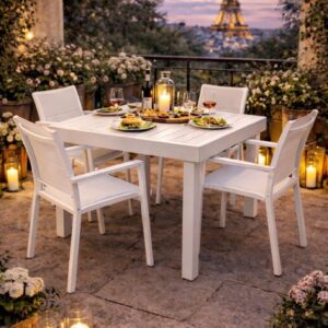 שולחן אלומיניום לבן